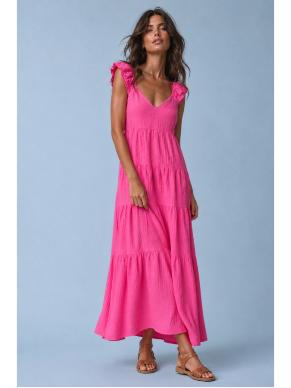 Old Navy Fuchsia Pink Ruffle Strap Maxi Dress